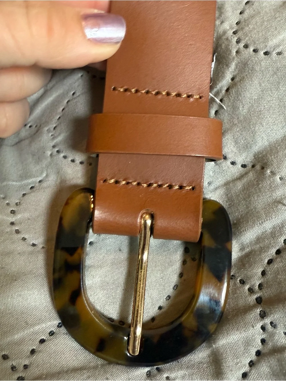 J. Crew Preppy Boho Belt Tortoiseshell Brown Leather Women’s L/XL Everyday Work - Picture 2 of 6